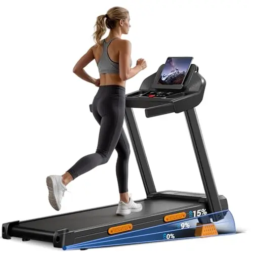 CURSOR 15% Cinta de Correr Plegable con Inclinación 12KM/H, Cinta de Andar Plegable 3.0HP, Caminadora Electrica para Casa con LED Táctil, Sistema Amortiguador, Entrenamiento en Silencio, 136KG