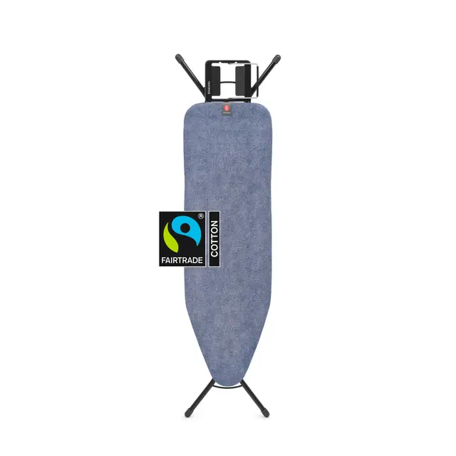 Brabantia - Mesa de Planchar B - para Plancha de Vapor - Universal Ajustable - para Diestros y Zurdos - No se Desliza y No Araña - Plegable - Azul (Denim Blue) - 124x38 cm