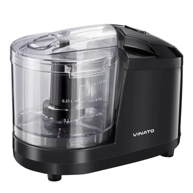 VINATO Picadora Eléctrica, Picadora Eléctrica Multiusos con 2 Cuchillas de Acero Inoxidable, Capacidad de 350 ml, para Picar Carne, Cebollas, Frutas y Verduras.