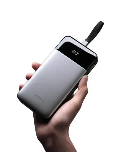 CUKTECH Power Bank 100W 25000mAh,Cargador Portátil con Cable USB-C Integrado y Carga Rápida, Batería Externa para MacBook Pro/Air, iPhone 17/16/15, Samsung, Pixel – Aprobado para Avión