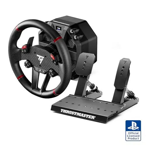 Thrustmaster T598 - Volante de Carreras Direct Axial Drive para PS5, PS4 y PC (Force Feedback de Próxima Generación, Aro Sportcar de 30 cm, Incluye Pedales Raceline Pedals LRT) Negro