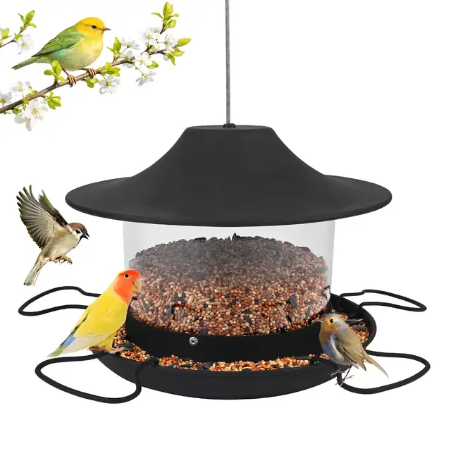 Comedero Pajaros Exterior, 1800ml Comedero para Pájaros Salvajes Colgante, Comederos para Pajaros, Prueba de la Intemperie, para Jardines, Parques, Balcones, Gris