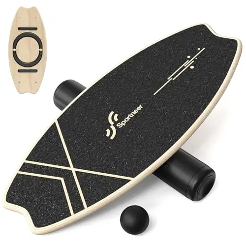 Sportneer - Tabla de equilibrio de madera, monopatín de interior y tabla de equilibrio para niños y adultos