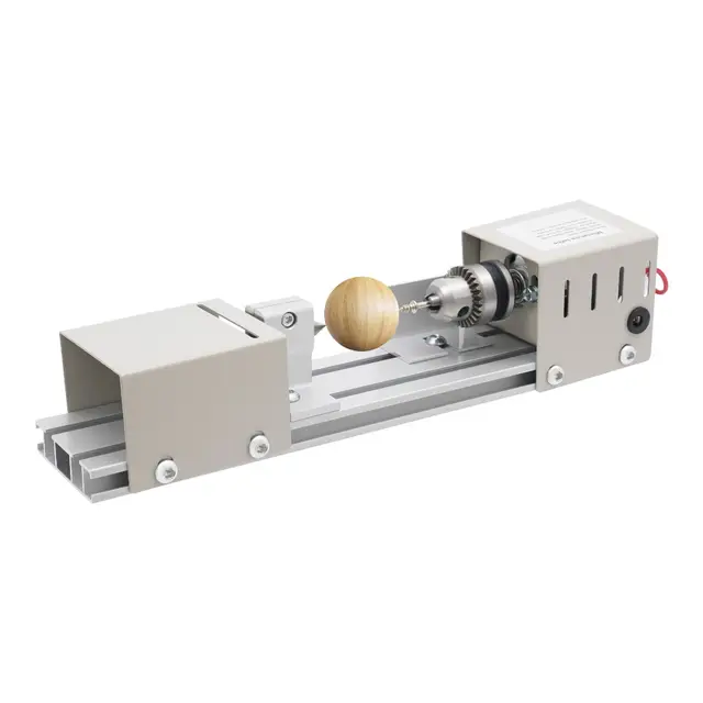 Mini Torno 96W, 9000–4000 U/min, Banco de Torneado de Mesa de 7 Velocidades con Mandíbula de Precisión, Torno Compacto para Madera, Perlas y Grabado, Incluye 6 Cuchillos de Talla y Accesorios