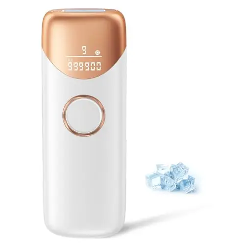 Depiladora Laser con Función de Refrigeración, IPL Depiladora Luz Pulsada con 9 Niveles de Energía, 600-1200 NM Luz Roja, Depilacion Laser Casa para Mujer y Hombre, Bikini, Axilas, Cara, Blanco