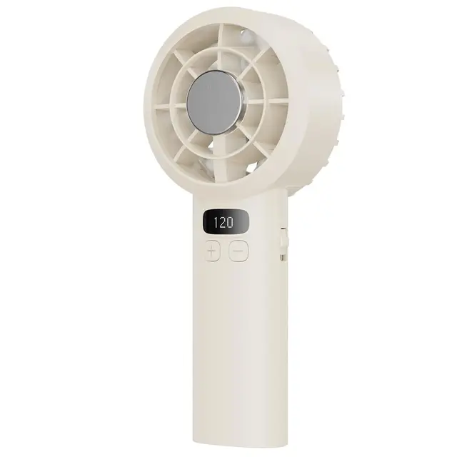 Mini Ventilador USB Recargable 3000mAh, Ventilador de Mano Portátil con Pantalla LED, 1-120 Niveles Ajustables, Ventilador Pequeño Silencioso para Viajes Exterior Hogar, Amarillo