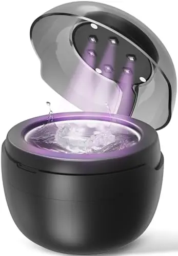 Limpiador Ultrasonidos, 50.000 Hz Limpiador Ferula Dental, 250 ml Ultrasonidos Limpieza, Ultrasonic Cleaner con 6 Lámparas UV para Retenedor, Fundas, Retainer, Dientes Postizos, Plata Joyas