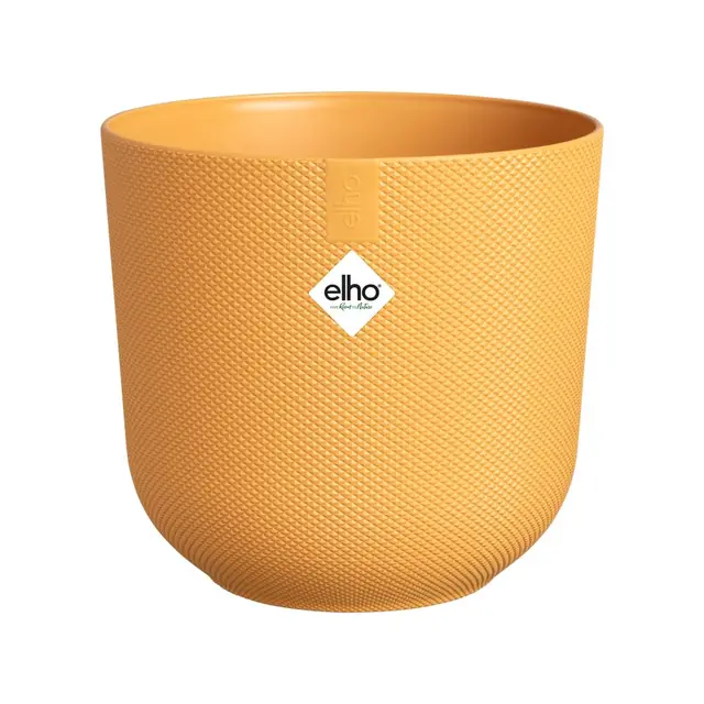 Elho Jazz Round 26cm - Maceta Grande Interior - Estructura Única - 100% Plástico Reciclado - Amarillo/Amarillo Ámbar