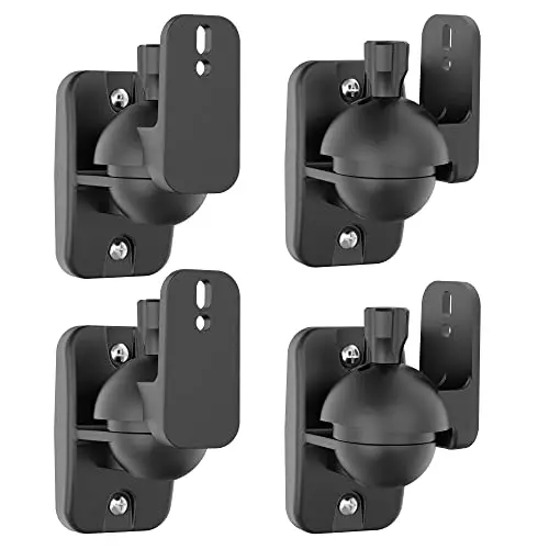 Cozycase Soporte de Pared para Altavoces - 4 Piezas Rotación + Inclinación Adjustable Soporte Altavoces Pared, soporta hasta 3.5kg, Resistente Soporte Altavoz Pared con Accesorios