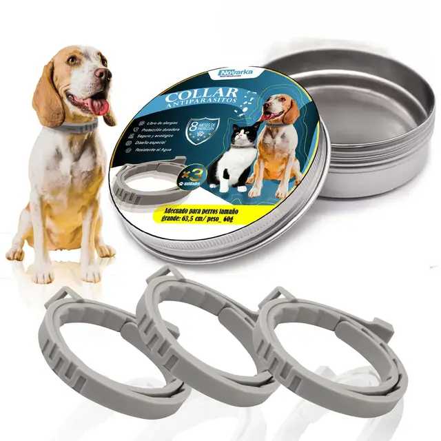 MEGAPACK de 3 Collar Antiparasitario Perros | contra Pulgas, Garrapatas, Mosquitos y Leishmaniosis | Ajustable y Resistente al Agua | Composicion de Aceites Naturales y Olor a Eucalipto