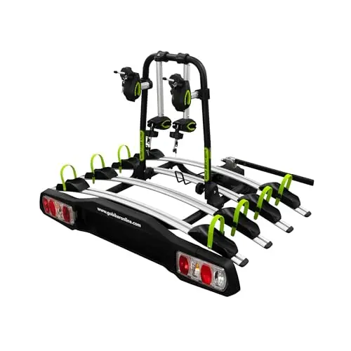 portabicicletas para 2 a 4 Bicicletas Bola de Remolque, soporta 15kg x Carril, Brazos Ajustables, Apto Todo Tipo de Bicicletas, Doble Cierre de Seguridad antirrobo (Pro Z4)