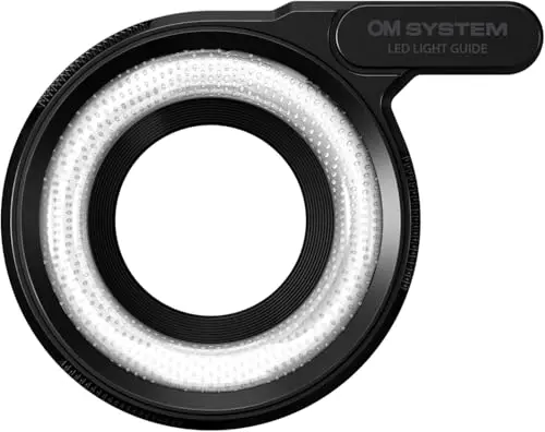 OM SYSTEM LG-1 LED Guía de luz Anillo Macro: iluminación Primeros Planos, Apta para Tough TG-7, Olympus TG-6, TG-5, etc., iluminación Uniforme para una fotografía Macro Brillante.
