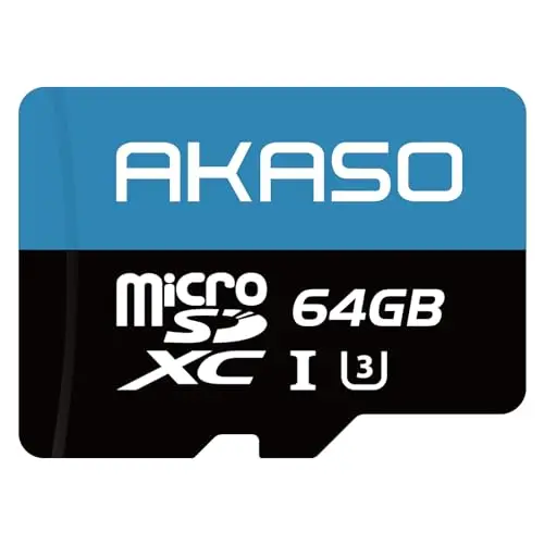 AKASO - Tarjeta de Memoria MicroSDXC, U3, 64 GB, Compatible con cámara Deportiva AKASO