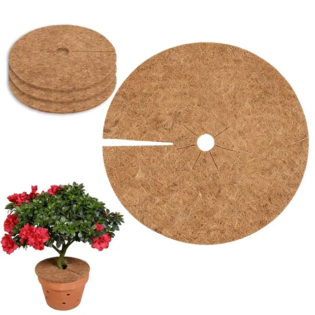 4 esterillas de Coco para Plantas con Cubierta, de Fibra de Coco Biodegradable, protección para raíces y Barrera contra Malas Hierbas, Ideal para Plantas en Maceta, Invierno (30cm)