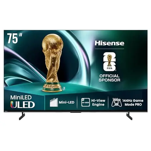 Hisense 75U7Q - MiniLED Smart TV 75 Pulgadas, Quantum Dot Colour, Modo Juego de 144Hz, Subwoofer Integrado, Full Array Local Dimming, Dolby Vision IQ & Dolby Atmos