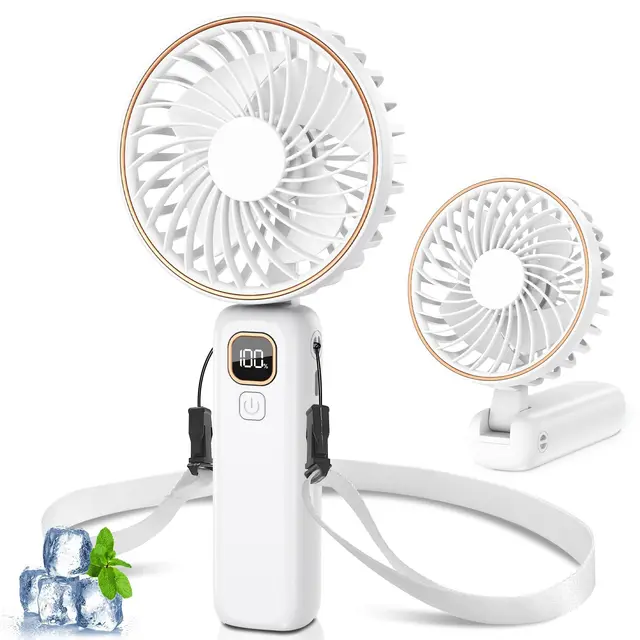 Ventilador Portatil, Mini Ventilador De Mano, Batería 4000 mAh, Max 24 Horas de Duración , Con 6 Velocidades, Ultra Silencioso, Adecuado Para El Hogar, La Oficina, El Dormitorio y Viajes Al Aire Libre