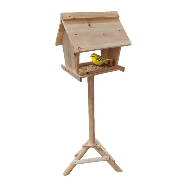 Relaxdays Casa para pájaros con Soporte, Madera de Abeto, jardín, balcón y terraza, HBT: 107 x 32 x 27 cm, Natural