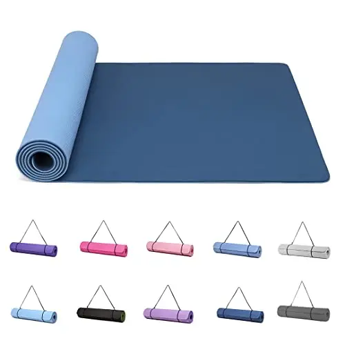 Good Nite Esterilla de yoga para gimnasia, pilates y ejercicio, antideslizante, gruesa, 6 mm, con correa de transporte, TPE, 183 x 61 x 0,6 cm