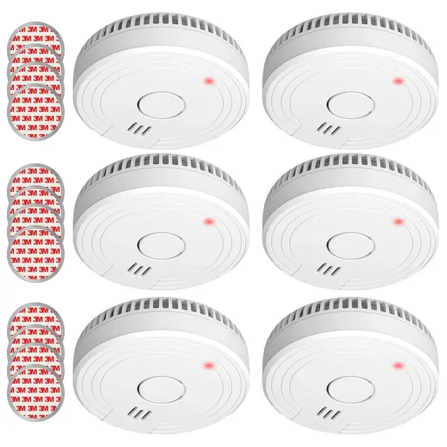 ELRO FS1805 | Juego de 6 Detectores de Humo | Kit de Montaje Magnético | Batería de 5 Años | Cumple con la Norma Europea EN14604 | Blanco | Set de 6