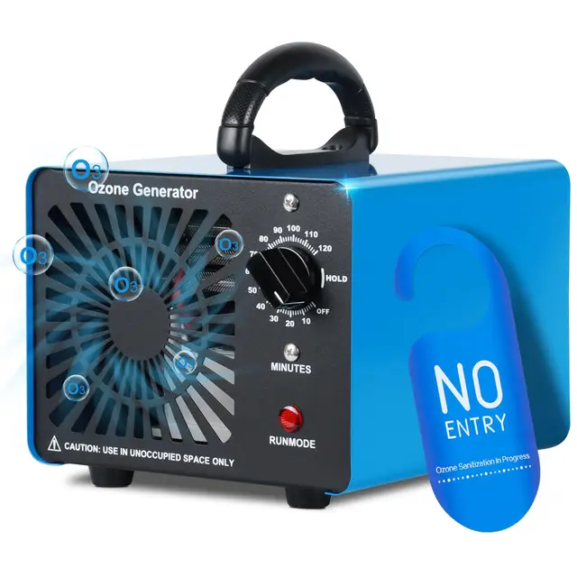 Generador de Ozono 75000mg/H, Maquina Ozono Hogar Purificador de Aire Hasta 400㎡, Profesional O3 Ozonizador con Temporizador de 120 Min para Hogar Coche Hotel