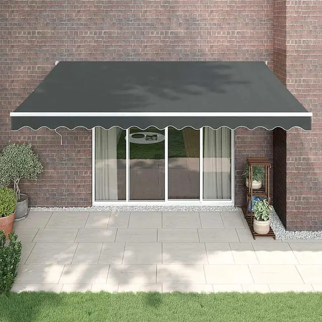 Brokky Toldo Motorizado 5 x 3 m Toldo Articulado Eléctrico con Mando a Distancia para Terraza, Jardín-Antracita-5 x 3 m-Marco Blanca