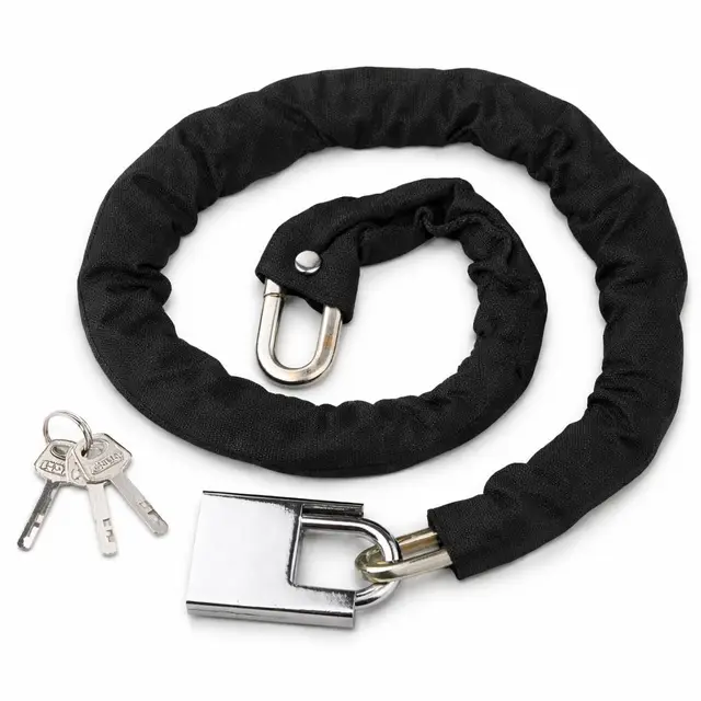 Candado de bicicleta antirrobo con llave, Candado de cadena con llave, Soporte bicicletas de carretera, Cadena para bicicletas, Cadena de acero, Motos, Scooter, Con 8 mm de grosor
