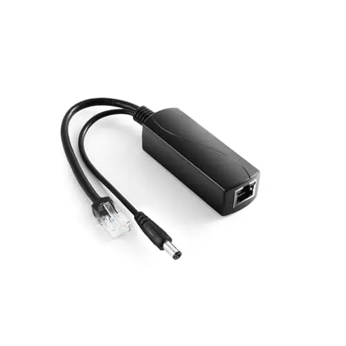 REVODATA PoE Splitter Gigabit 12V/2A Conector DC 5.5 * 2.5mm, Salida de 48V PoE a DC 12V/2A, Compatible DC 5.5 * 2.1 mm, IEEE802.3af/at 10/100/1000Mbps, Adaptador PoE Activo Plug & Play (PS5712TG-25)