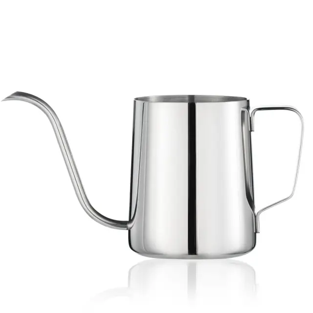 PARACITY Cafetera de cuello de cisne de 350 ml, boquilla larga y estrecha, boquilla de flujo de precisión, para camping, viajes, exteriores, acero inoxidable