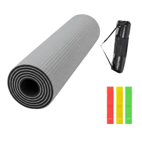 Esterilla de Yoga y Pilates | Colchoneta Antideslizante con Gomas Elásticas para Ejercicio y Deporte | Alfombra de Entrenamiento, Portátil con Bolsa de Transporte para Fitness