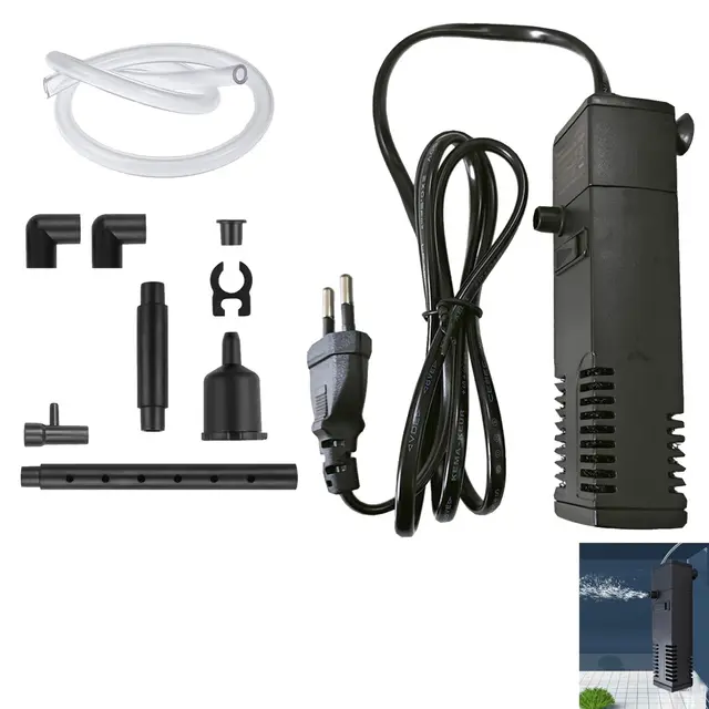 Filtro Interno para Acuario 40L – Eficiente con Carbón Activado y Flujo de 200 L/H, 3 en 1: Filtración, Oxigenación y Fuente, Silencioso y Fácil de Instalar