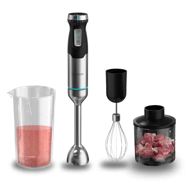 Cecotec Batidora de Mano XL Power Pulsar 2300MAX Cream&Crush Pro. 2300W, CrossBlades, 4 Cuchillas Titanio Negro, Antisalpicaduras, Turbo, Velocidad Ajustable, Ergonómico, Accesorios, Soft Touch