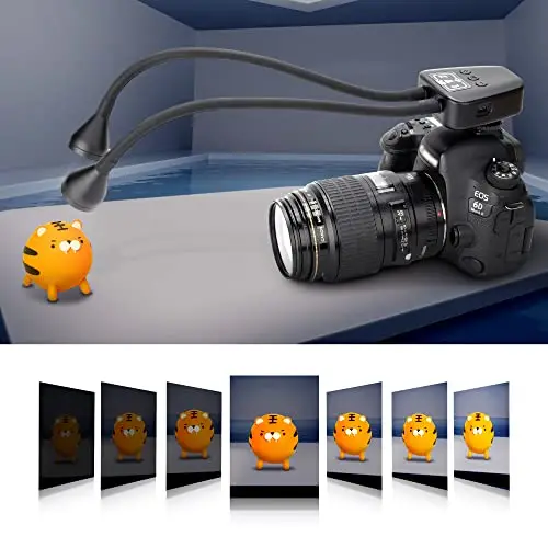 JJC Macro Brazo de Luz, Luz LED para Cámara con Batería Recargable Incorporada, 5600K 24000Lux 10 Niveles de Brillo Ajustable Lámpara de Iluminación para Fotografía de Primer Plano