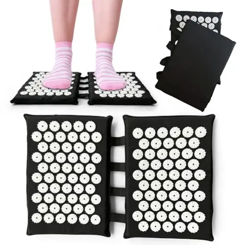 Esterilla de acupresión para pies y espalda, alfombrilla de acupuntura para pies, alfombrilla de acupuntura negra con 110 puntas de ABS, alfombrilla de masaje de acupuntura para masaje de pies