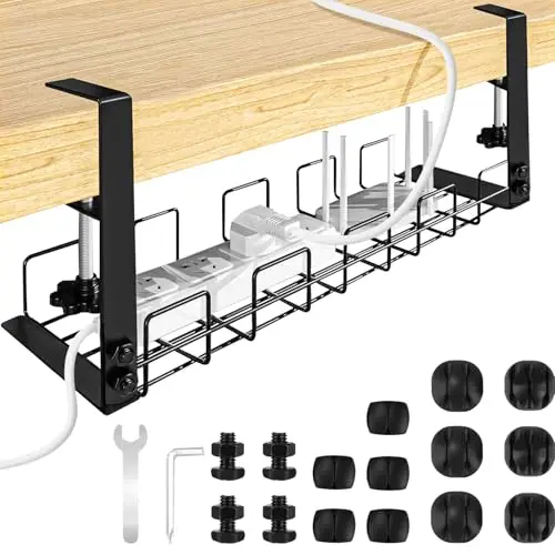 Bandeja de Gestión Cables Debajo Mesa Escritorio Gaming,Organizador de Cables,Accesorios para Almacenar y Esconder Cables, Regleta de Soporte para Ordenador,Oficina (1 Piezas)