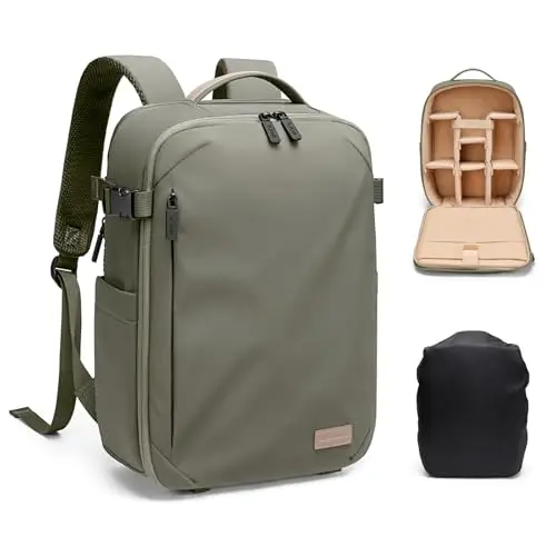 Mochila para Cámara Fotográfica, Bolsa para Cámara DSLR/SLR con Portátil de 14 Pulgadas y Cubierta de Lluvia, Mochila Fotografia Profesional para Fotografía al Aire Libre y Viajes (Verde Jungla)