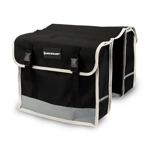 Dunlop - Double Pannier - Bolsa lateral impermeable con rayas fluorescentes - 26L y 36 x 30 x 12 cm - Negro