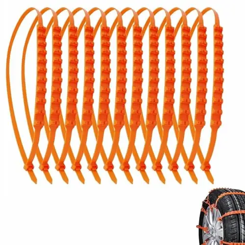 Cadena de Nieve para Coche, 10 Piezas Cadenas Antideslizantes para Neumáticos de Nieve, Cadenas de Emergencia para Coche, Cadena de Seguridad Ajustables, Antideslizantes
