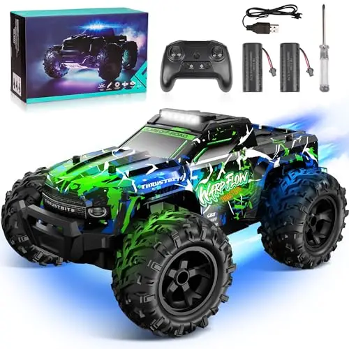 Coche Teledirigido - 1:18 Coche RC con Luces Led 25 Km/H RC Car con Pulverizador 2,4 GHz Todoterreno 2 BateríAs Recargables 60min Play para NiñOs Y Adultos - Verde