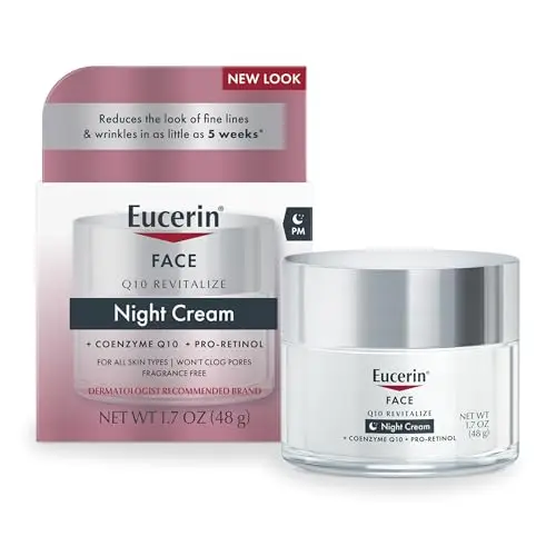 Eucerin Q10 Crema de Noche Antiarrugas + Pro-Retinol, Crema Facial para Piel Sensible, Frasco de 50 ml