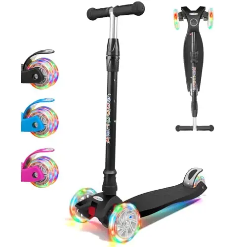 KORIMEFA Patinetes para niños Scooter Ajustable con 3 Ruedas LED para niños y niñas de 3 a 12 años Scooter Infantil Patinete Infantil con 3 Altura Ajustable de 72 a 85 cm