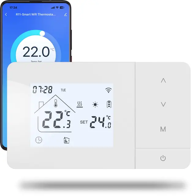 termostato de batería WiFi de 2 Hilo para Control de calderas de Gas Termostato Tuya programable Diariamente, Compatible con Control por Voz de Google y Alexa.W506 3A