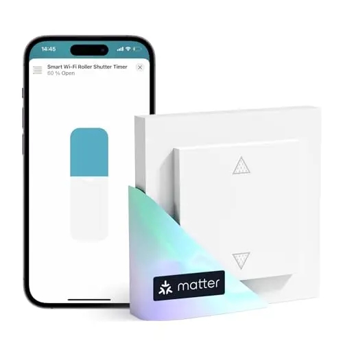 Meross Matter Interruptor WiFi Persianas Compatible con Apple HomeKit, Alexa y Google Assistant, Cortinas Inteligentes Domóticas (Requiere Cable Neutro)