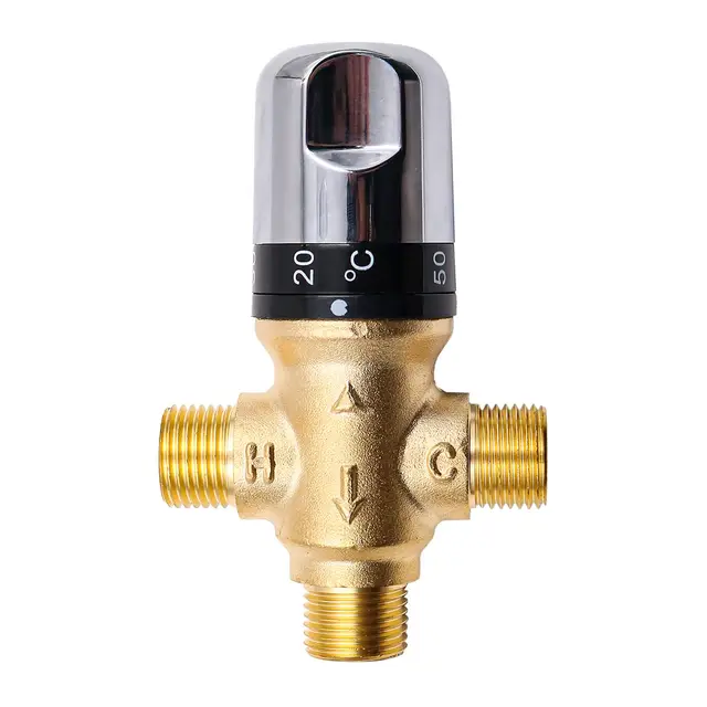 Tanque de Agua Caliente Termostático Ducha Cartucho Mezclador Válvula Tubo de latón Termostato Grifo Control de Temperatura del Agua Válvula mezcladora