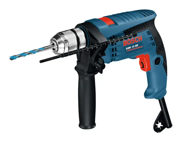 Bosch Professional taladro con percusión GSB 13 RE (potencia 600 W, incl. profundidad retráctil 210 mm, portabrocas intercambiable 13 mm)