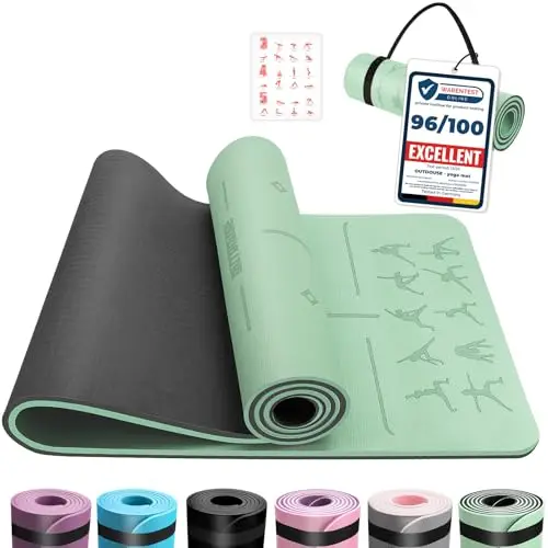 Esterilla Yoga,Esterilla Fitness Antideslizante,TPE Colchoneta Gimnasia, para Pilates,Deporte,Gimnasia,Estiramientos, Esterilla Deporte con bandolera 183x61cm