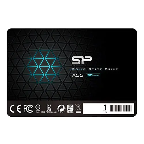 Silicon Power-1TB SSD 3D NAND A55 SLC Cache Performance Boost SATA III 2.5" 7mm (0.28") Internal Solid State Drive , Black