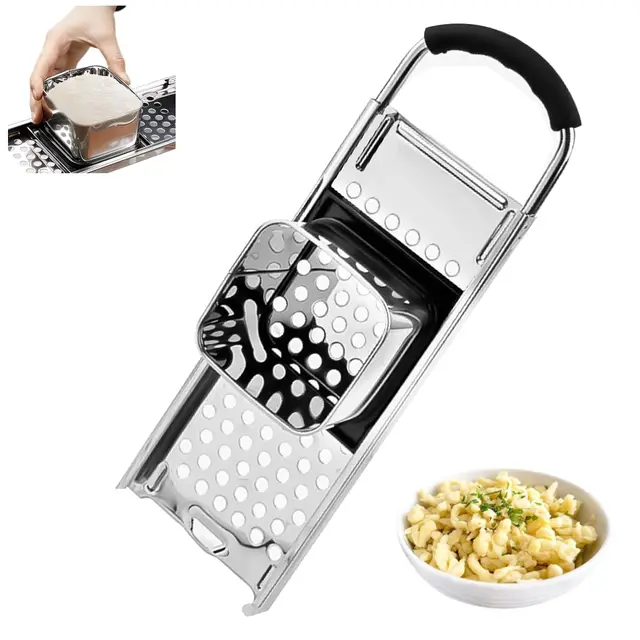 32.5 x 11cm Máquina para Hacer Spatzle Acero Inoxidable, Rallador Spätzle con Empujador Seguridad, Cortadora Pasta, Utensilio Cortador para Preparar Pasta Alemana, Spaetzle, Huevo Harina