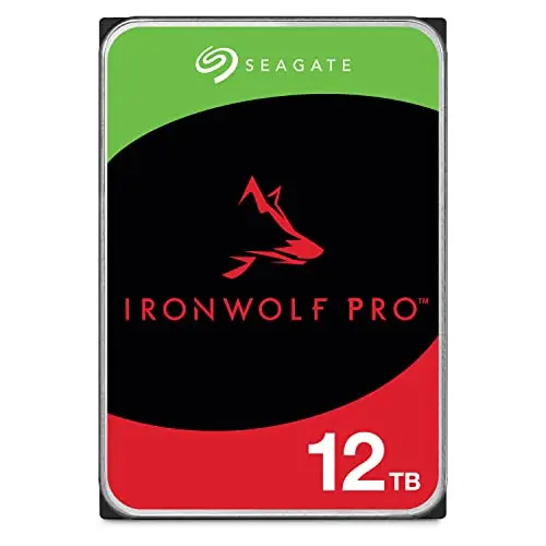Seagate IronWolf Pro, 12TB, NAS, Disco duro interno, HDD, CMR 3,5" SATA 6 Gb/s, 7200 r.p.m., caché de 256 MB para almacenamiento RAID, servicio de recuperación de datos Rescue(ST12000NE0007)