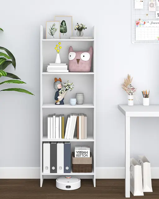 Hzuaneri Librería, Estantería de 5 Niveles, para Salón, Estudio, Oficin, Dormitorio, Estilo Escandinavo, 24 x 50 x 140 cm, Blanco BC06503X