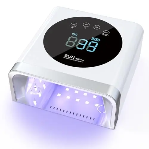 NAILGIRLS Lámpara LED UV recargable, secador de uñas inalámbrico de 150 W para gel y esmalte regular, secador LED de gel de curado de esmalte de uñas con 4 ajustes de temporizador, sensor automático